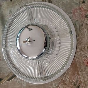 Kromex serving tray home dining lazy Susan turntable relish tray compartments